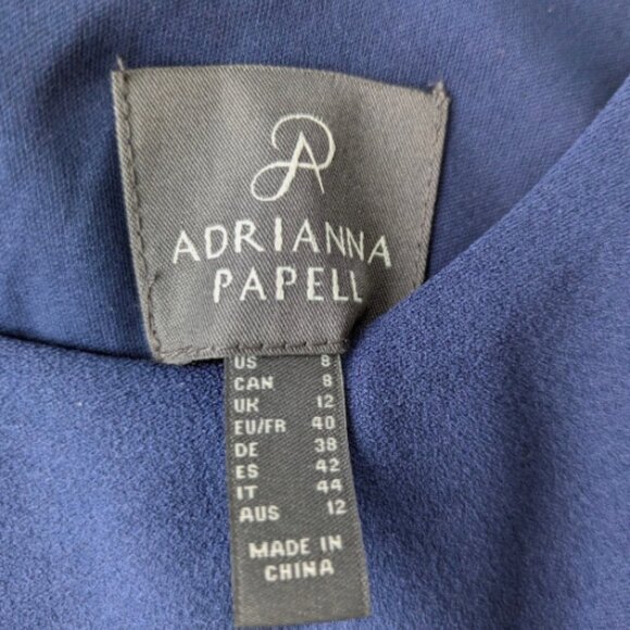 Adrianna Papell Women's Crepe Ruffle Gown Navy Size 8 - Picture 4 of 4